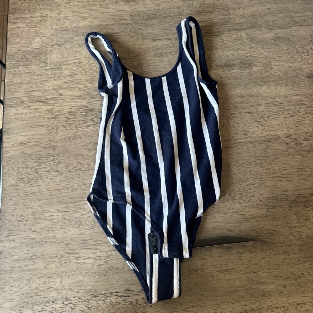 Madewell Navy and White Vertical Stripe One-Piece